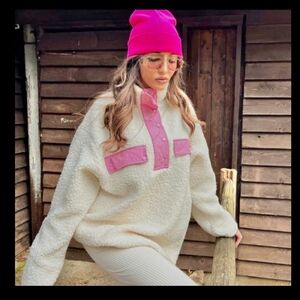 H&M high collar faux shearling top